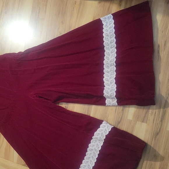Vintage 70s Raspberry Velvet Romper Loungewear S - Picture 3 of 16